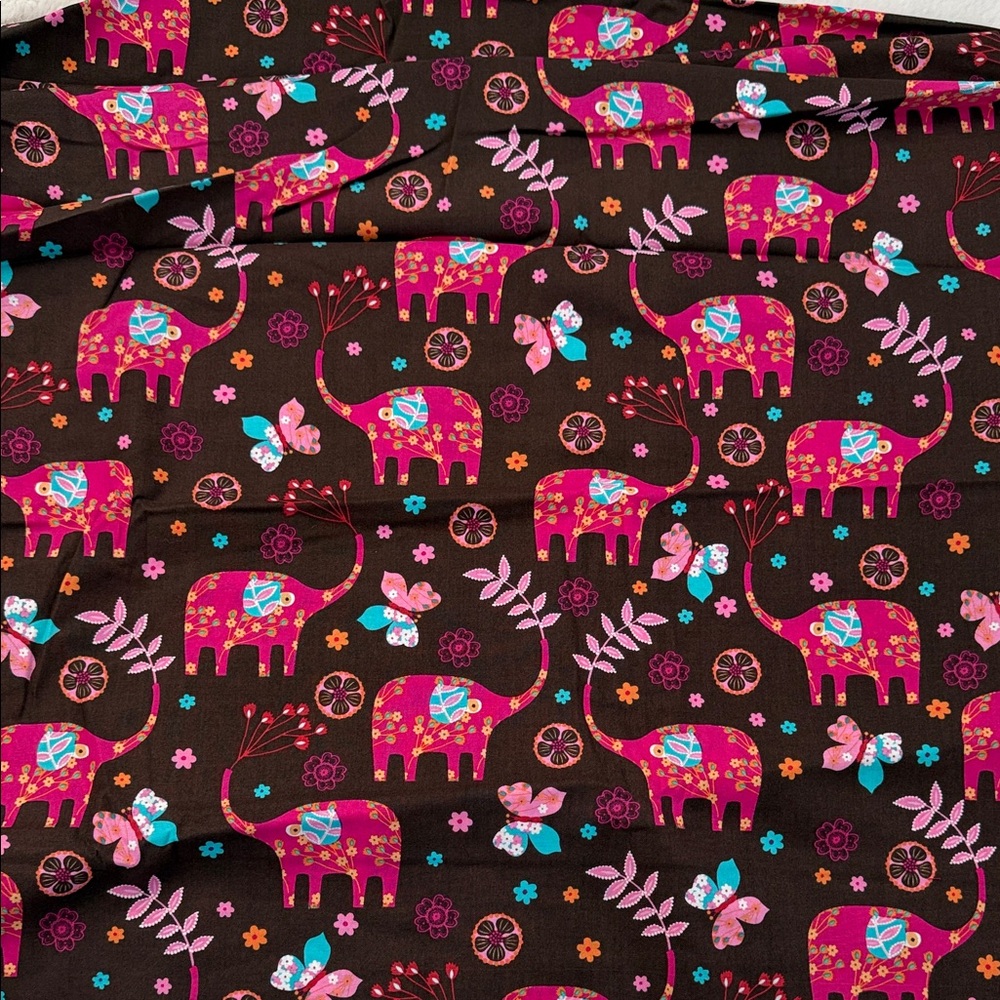 Happy Elephants 100% Cotton Fabric from Joann 2 yards NEW